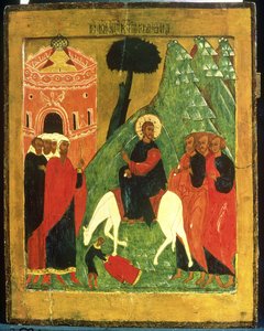 Icono que representa la Entrada de Cristo en Jerusalén de Russian School